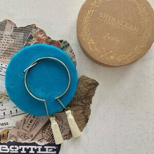 Shiraleah | Tallulah White Fringe Bangle Gold Tone Tassels Boho Style Bracelet